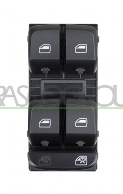 Pulsantiera Nera-4 Interruttori-Alzacristallo Porta Anteriore Sinistra-4 Pins Audi-A4 (B8)-Mod. 12/07-12/11