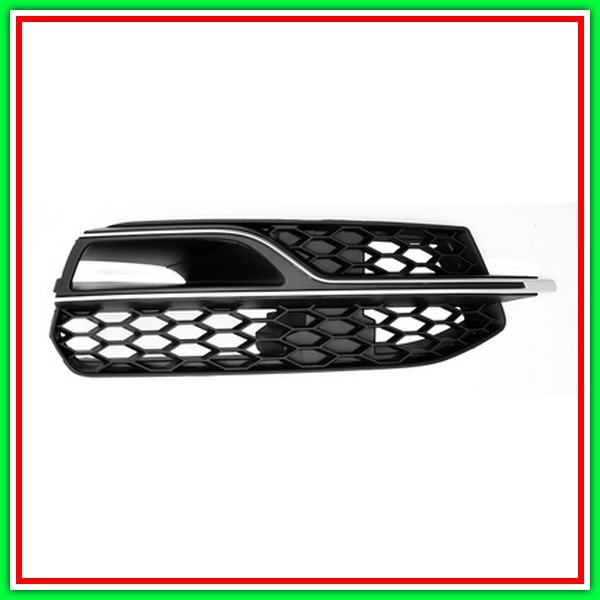 Black Right Grid PARAURTI Front With Silver Molding Mod S3 AUDI A3 4 Porte-Cabrio (8Vs8V7)-(Year 2012-2016)