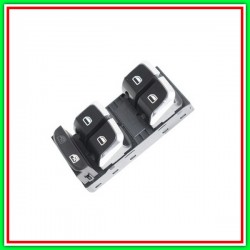 Pulsantiera Nera-Bordo Cromato-4 Interruttori-Alzacristallo Porta Anteriore Sinistra-10 Pins Audi Q3 (8U)-(Anno 2011-2014)