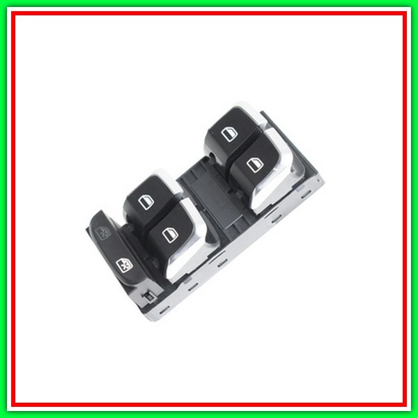 Pulsantiera Nera-Bordo Cromato-4 Interruttori-Alzacristallo Porta Anteriore Sinistra-10 Pins Audi Q3 (8U)-(Anno 2011-2014)