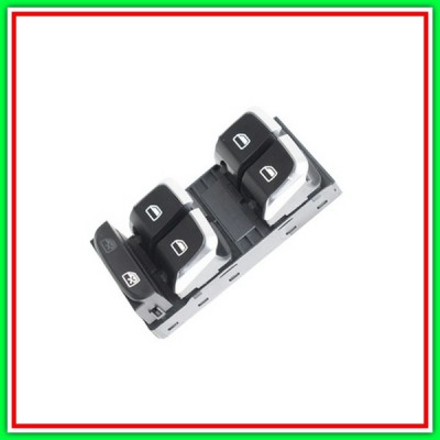 Pulsantiera Nera-Bordo Cromato-4 Interruttori-Alzacristallo Porta Anteriore Sinistra-10 Pins Audi Q3 (8U)-(Anno 2011-2014)