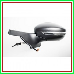 Retrovisore Sinistro A Cavi-Nero-Con Fanale-Convesso-Cromato Citroen C3-(Anno 2016-2020)