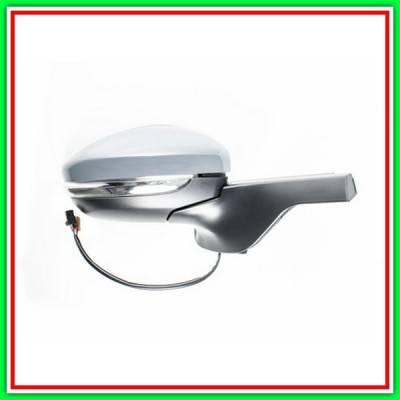 Retrovisore Destro Elettrico-Termico-Con Primer-Con Sonda-Con Fanale-Convesso-Cromato Citroen C3-(Anno 2016-2020)