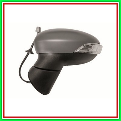 Retrovisore Sinistro Elettrico-Termico Con Primer-Con Fanale-Asferico-Cromato-10H6P Ford Fiesta Mk Vi-(Anno 2013-2017)