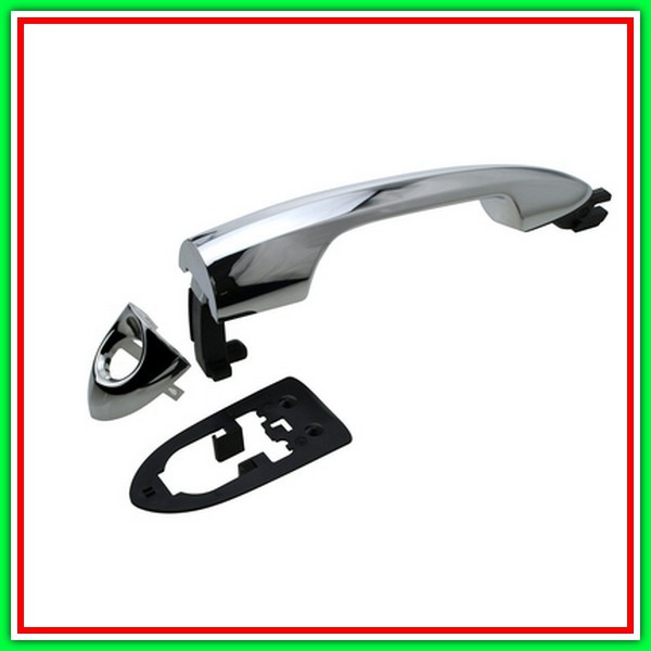 Left-Chrome Glossy Front Outer Handle With hole NOTTOLINO LANCIA Ypsilon-(Year 2015 Onwards)