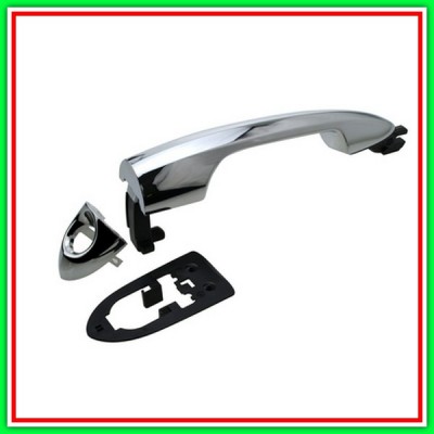 Left-Chrome Glossy Front Outer Handle With hole NOTTOLINO LANCIA Ypsilon-(Year 2015 Onwards)