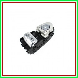 Pulsantiera-Argento/Bianca-2 Interruttori-Alzacristallo Porta Anteriore Sinistra-Senza Funzione Chiusura Retrovisori-3 Pins