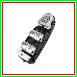 Pulsantiera-Argento/Bianca-4 Interruttori-Alzacristallo Porta Anteriore Sinistra-Con Funzione Chiusura Retrovisori-3 Pins