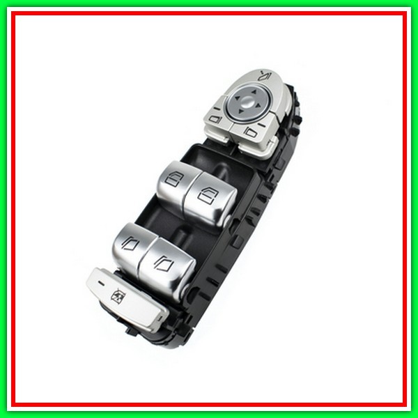 Pulsantiera-Argento/Bianca-4 Interruttori-Alzacristallo Porta Anteriore Sinistra-Con Funzione Chiusura Retrovisori-3 Pins