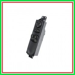 Pulsantiera Nera-2 Interruttori-Alzacristallo Porta Anteriore Sinistra-Con Funzione Regolazione Retrovisori-12 Pins