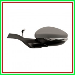 Electrical-Thermal Left Rearview Mirror With Primer-With Headlight-Convex-Chrome-6H3P-6H4P PEUGEOT 208-(Year 2015-2019)
