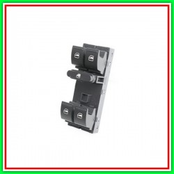 Pulsantiera Nera-4 Interruttori-Alzacristallo Porta Anteriore Sinistra-Con Luci Rosse-10 Pins Vw Jetta-(Anno 2010-2014)