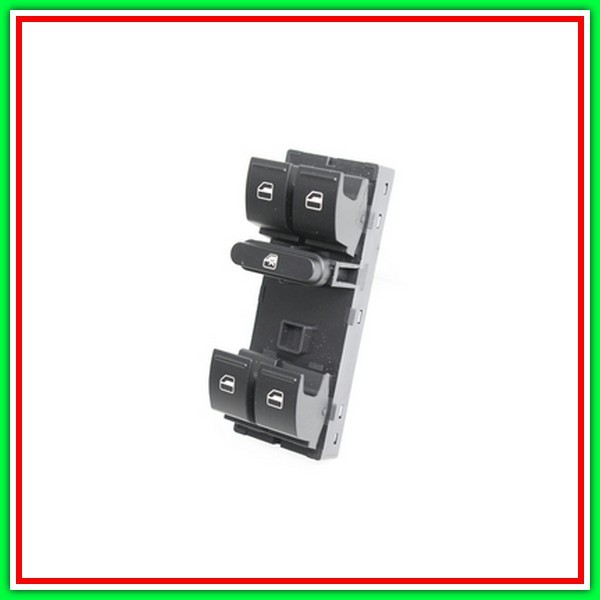 Pulsantiera Nera-4 Interruttori-Alzacristallo Porta Anteriore Sinistra-Con Luci Rosse-10 Pins Vw Jetta-(Anno 2010-2014)