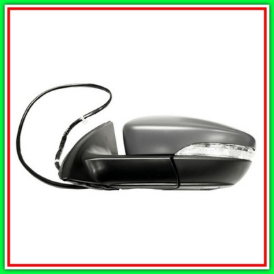 Electric-Thermal Right Rearview Mirror With Primer-With Headlight-With Courtesy-Closeable Light-With Memory-Convex-Chrome 16H13P