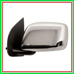 Black-Convex-Chrome Manual Left RearView Mirror-With Chrome Shell NISSAN Navara-Pathfinder (D40)-(Year 2005-2010)