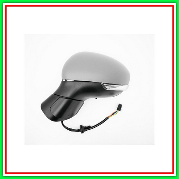 Retrovisore Sinistro Elettrico-Termico Con Primer-Con Fanale-Chiudibile-Convesso-Cromato-8 Pins Fiat 500 X City Look-(2015-2018)