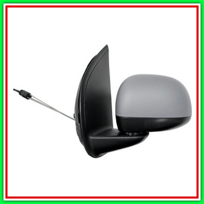 Left Cable Rearview Mirror With Primer-Convex-Chrome FIAT Panda-(Year 2012 Onwards)