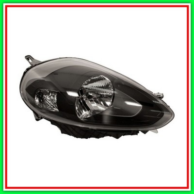 Proiettore Destro H4 Elettrico Con Motore-Nero Fiat Punto-(Anno 2012-2017)