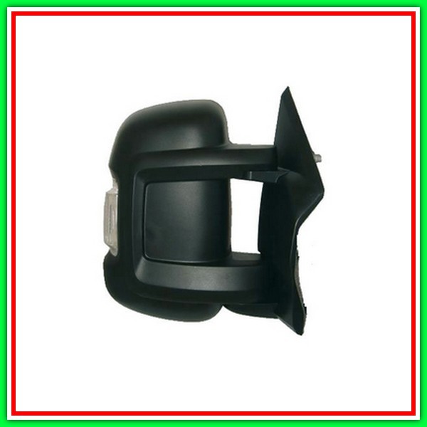 Retrovisore Destro Manuale Nero-Braccio Corto-Con Fanale-Convesso-Cromato-Lampadina 5W Fiat Ducato-(Anno 2006-2014)