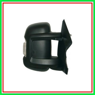 Retrovisore Destro Manuale Nero-Braccio Corto-Con Fanale-Convesso-Cromato-Lampadina 5W Fiat Ducato-(Anno 2006-2014)