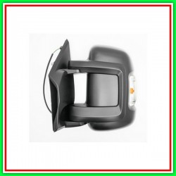 Retrovisore Sinistro Manuale Nero-Braccio Corto-Con Fanale-Convesso-Cromato-Lampadina 16W Fiat Ducato-(Anno 2006-2014)