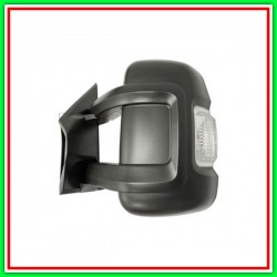 Retrovisore Sinistro Manuale Nero-Braccio Lungo-Con Fanale-Convesso-Cromato Fiat Ducato-(Anno 2006-2014)