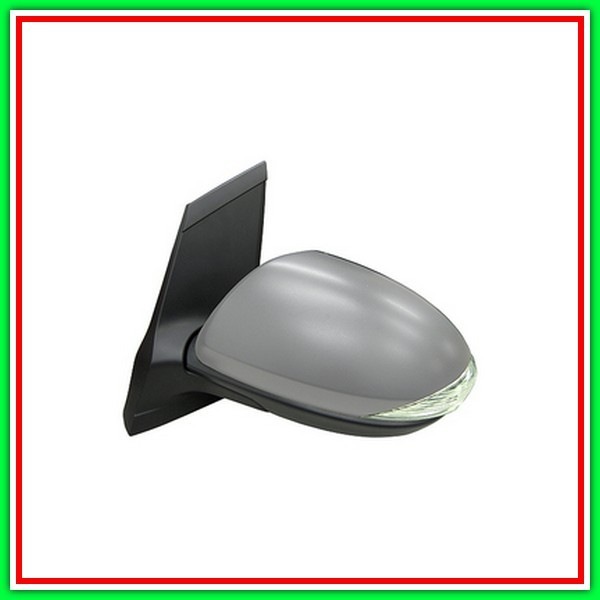 Retrovisore Sinistro Elettrico-Termico Con Primer-Con Fanale-Chiudibile-Convesso-Cromato Mod Fino 10 Mazda 2 (De)-(2008-2014)