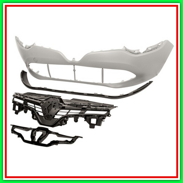 Paraurti Anteriore-Con Primer-Con Griglia-Supporto Griglia E Spoiler Renault Clio-(Anno 2012-2016)