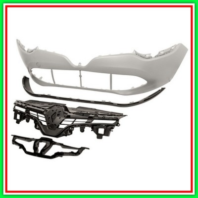 Paraurti Anteriore-Con Primer-Con Griglia-Supporto Griglia E Spoiler Renault Clio-(Anno 2012-2016)