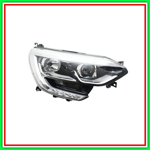 Proiettore Destro H7+H7-Elettrico Senza Motore-Con Luce Diurna-Bordo Cromato-Led Renault-Megane-Mod. 03/16-01/20