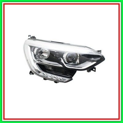 Proiettore Destro H7+H7-Elettrico Senza Motore-Con Luce Diurna-Bordo Cromato-Led Renault-Megane-Mod. 03/16-01/20