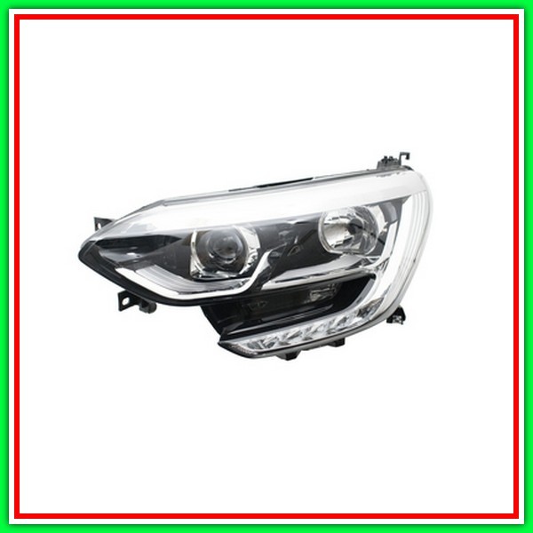 Proiettore Sinistro H7+H7-Elettrico Senza Motore-Con Luce Diurna-Bordo Cromato-Led Renault-Megane-Mod. 03/16-01/20