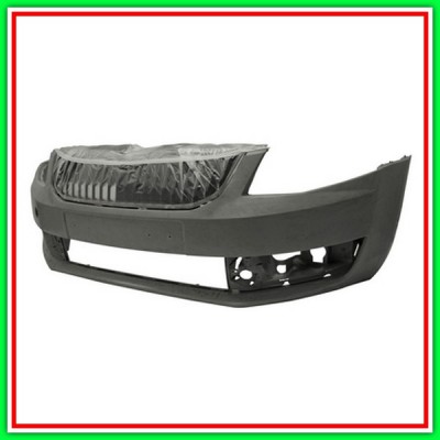Paraurti Anteriore Nero-Liscio Da Primerizzare-Con Tracce Pdc-Con Griglia Nera Skoda Octavia-(Anno 2013-2016)