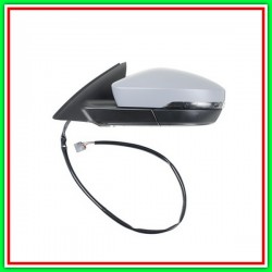 Retrovisore Sinistro Elettrico-Termico Con Primer-Con Fanale-Convesso-Cromato Skoda Octavia-(Anno 2013-2016)