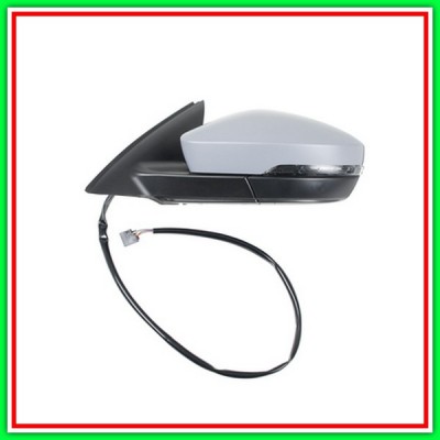 Retrovisore Sinistro Elettrico-Termico Con Primer-Con Fanale-Convesso-Cromato Skoda Octavia-(Anno 2013-2016)