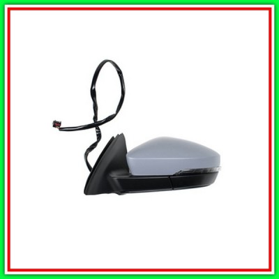 Retrovisore Sinistro Elettrico-Termico Con Primer-Con Fanale-Chiudibile-Con Luce Cortesia-Convesso-Cromato