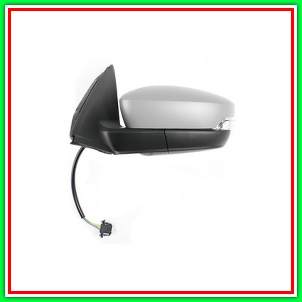 Retrovisore Sinistro Elettrico-Termico Con Primer-Con Fanale-Convesso-Cromato Skoda Fabia-(Anno 2015 In Poi)
