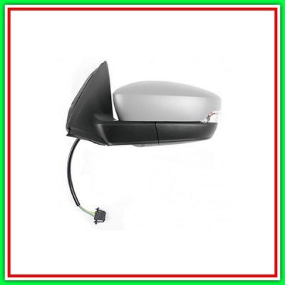 Retrovisore Sinistro Elettrico-Termico Con Primer-Con Fanale-Convesso-Cromato Skoda Fabia-(Anno 2015 In Poi)