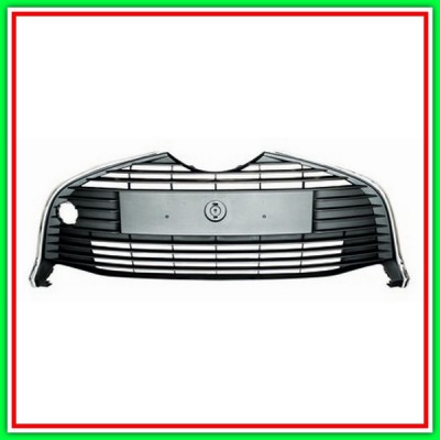 Griglia Centrale Paraurti Nera Con Cornice Cromata Toyota Yaris-(Anno 2014-2016)