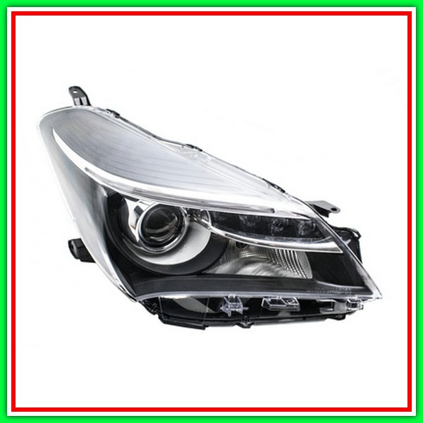 Proiettore Destro Hir2 Elettrico Senza Motore-Con Lenticolare-Nero Toyota-Yaris-Mod. 07/14-12/16