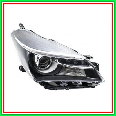 Proiettore Destro Hir2 Elettrico Senza Motore-Con Lenticolare-Nero Toyota-Yaris-Mod. 07/14-12/16