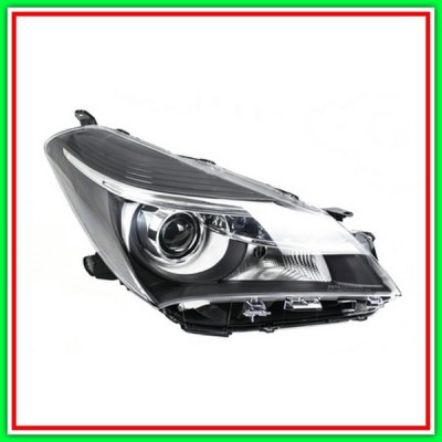 Proiettore Destro Hir2 Elettrico Senza Motore-Con Lenticolare-Nero-Led Mod. 5 Porte Toyota-Yaris-Mod. 07/14-12/16