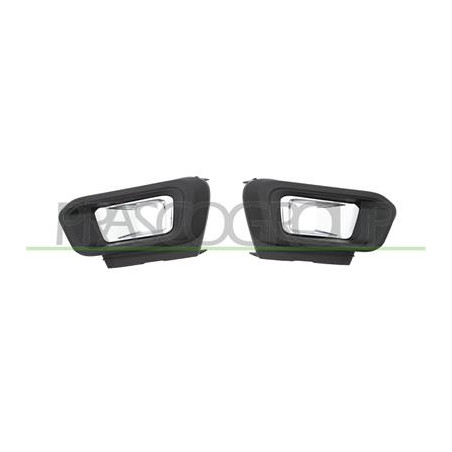 KIT GRIGLIE PARAURTI ANTERIORE NERA GOFFRATA CON SEDE FENDI-CON MODANATURE CROMATE (DESTRA+SINISTRA) PER PROIETTORI A LED 308 (T
