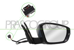 RETROVISORE DESTRO-ELETTRICO-CON PRIMER-TERMICO-CHIUDIBILE-CON FANALE-CON LUCE CORTESIA-CONVESSO-9 PINS SKODA - OCTAVIA - Mod. 0